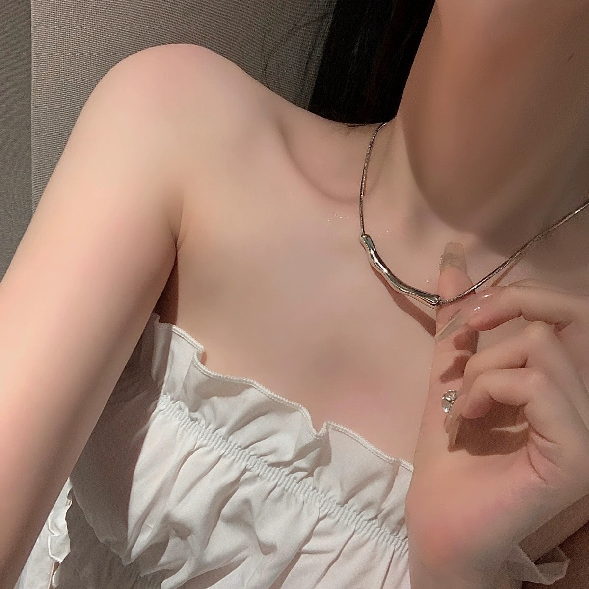 Irregular Metal Pleated Niche Design Clavicle Chain Cold Necklaces