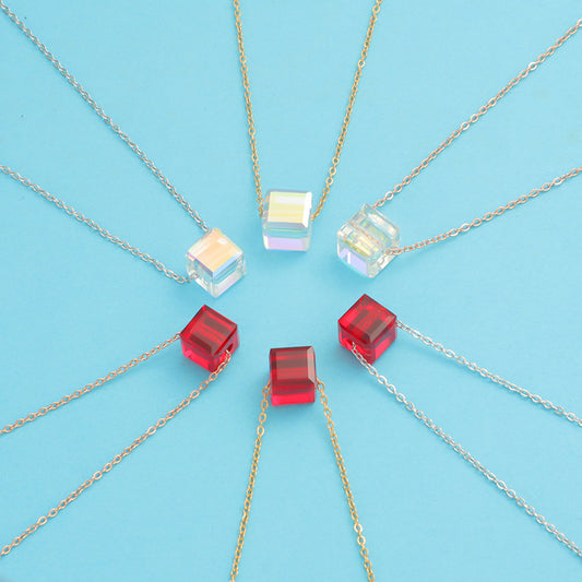 Women's Geometric Sugar Cube Clavicle Chain Fresh Necklaces