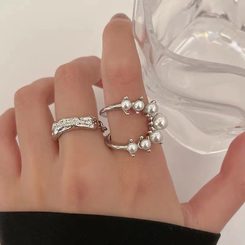 U-shaped Hollow Open-end Pearl Index Finger Rings