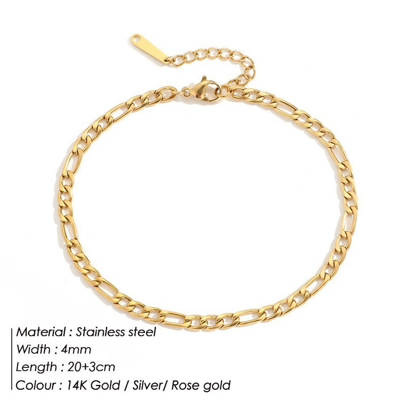 Women's & Men's Hip Hop Punk Stainless Steel Figaro Bracelet