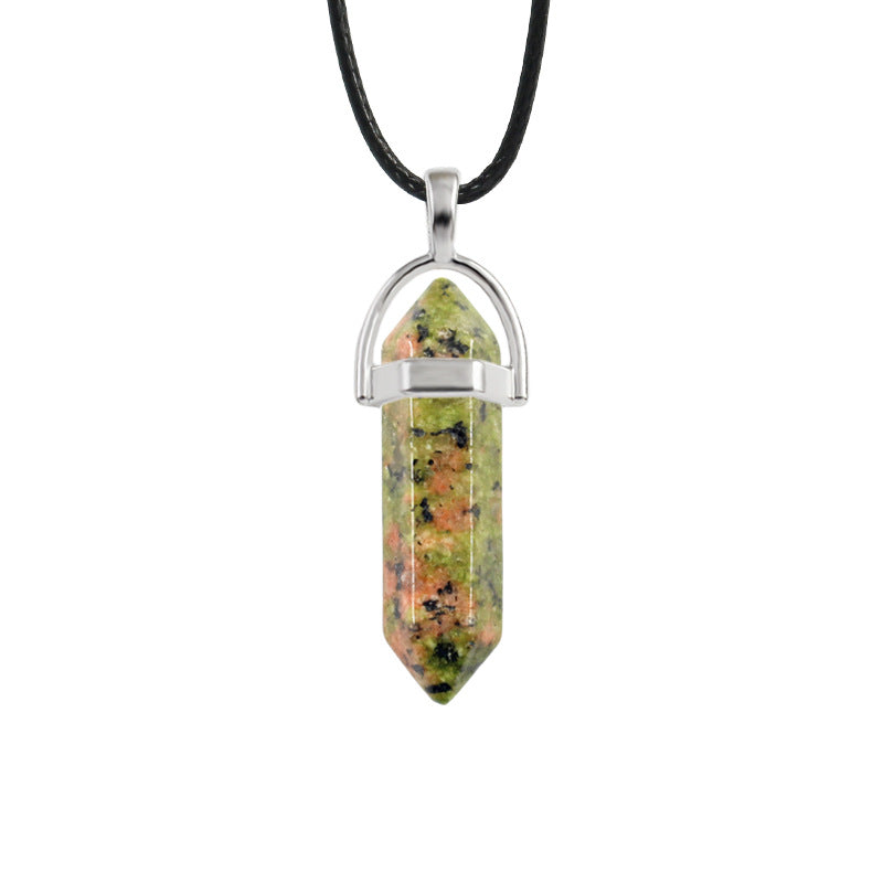 Natural Stone Hexagon Prism Fashion Crystal Necklaces