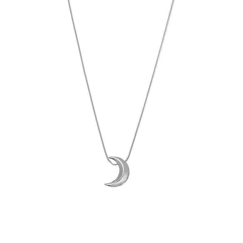 Women's Titanium Steel Moon Shape Design Clavicle Chain Necklace