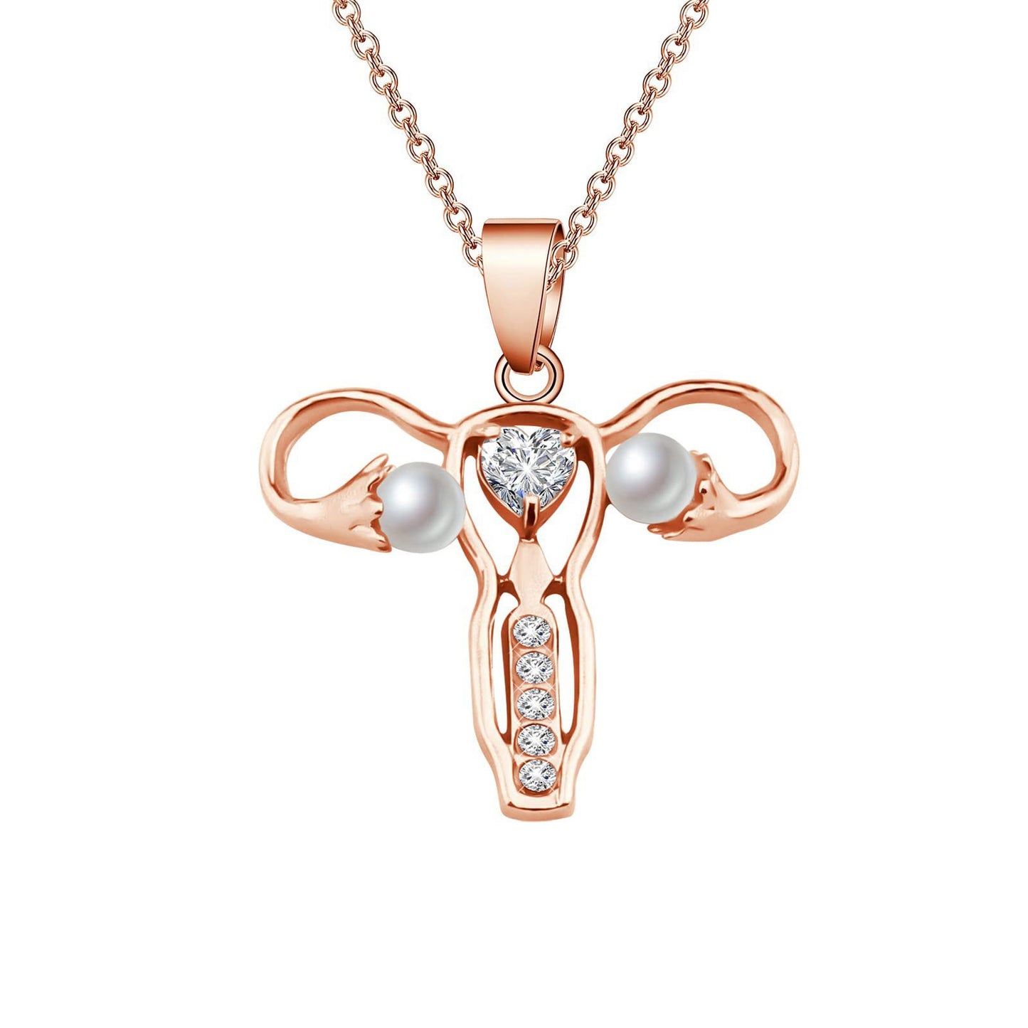 Creative Uterus Female Shape Diamond Studded Necklace
