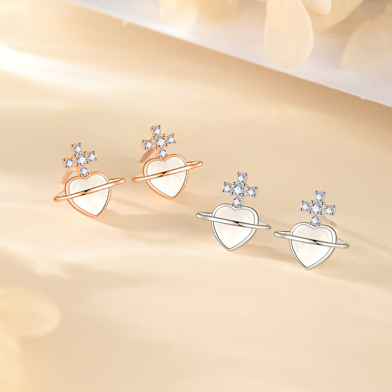 Opal Four Leaf Clover Ear Pure Sier Rings