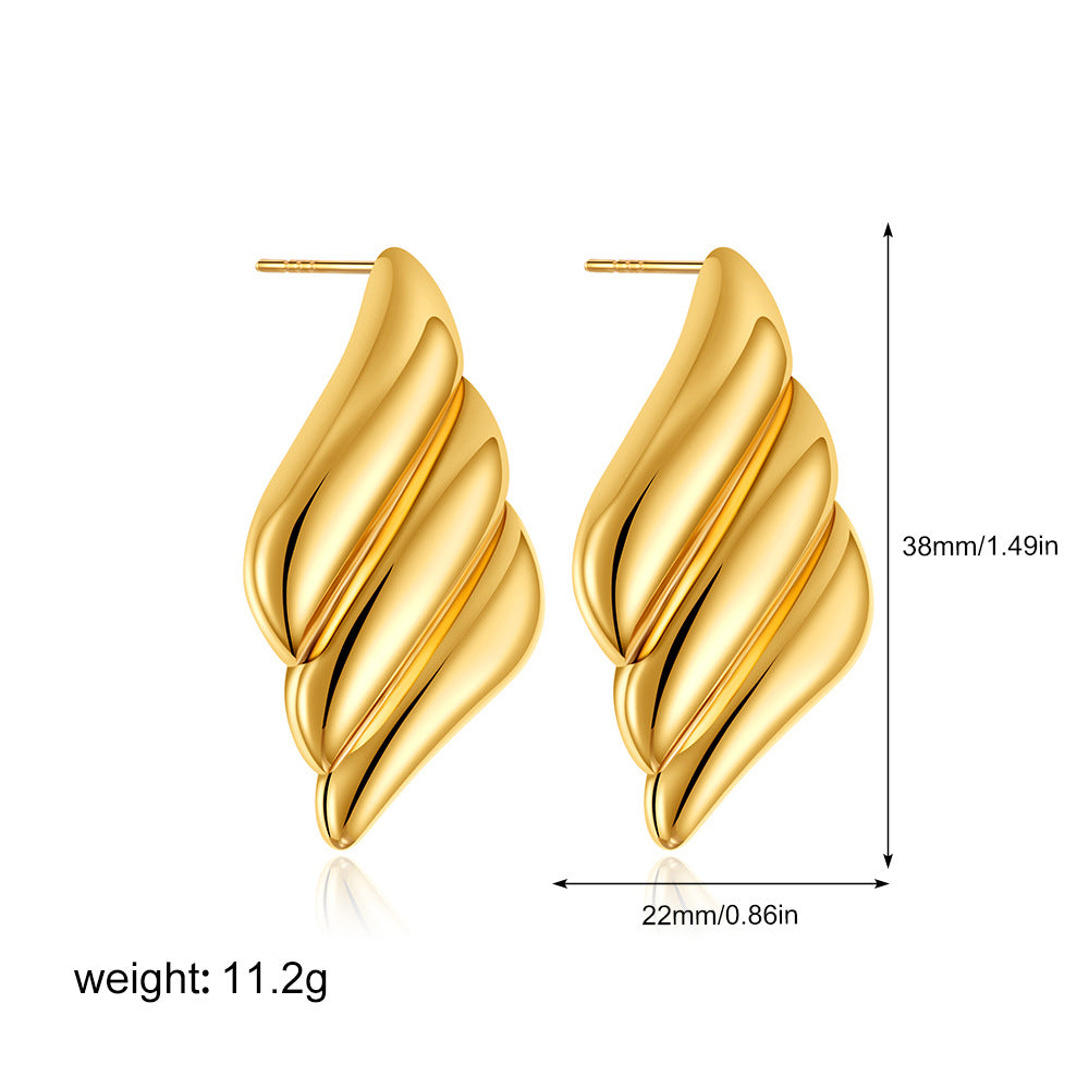 Stainless Steel Gold Wings Stick Siren Earrings