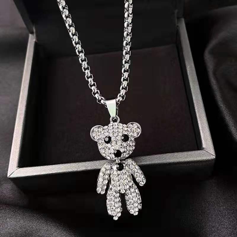 Full Diamond Bear Cute Cool Earth Necklaces