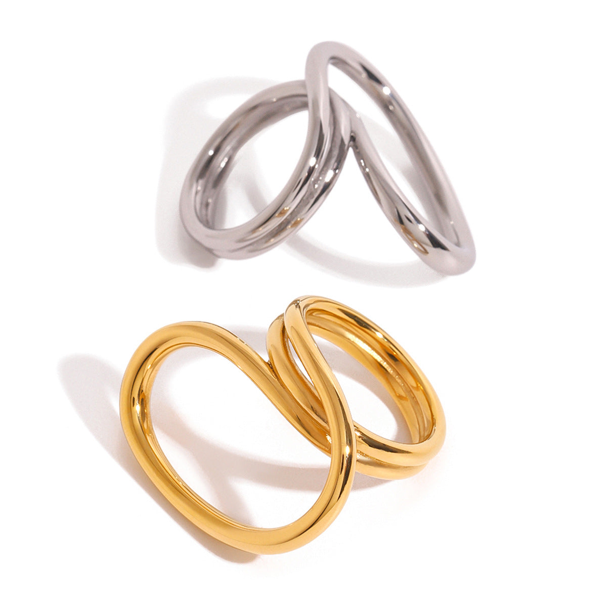 Luxury Elegant Gold Stainless Steel Rotating Rings