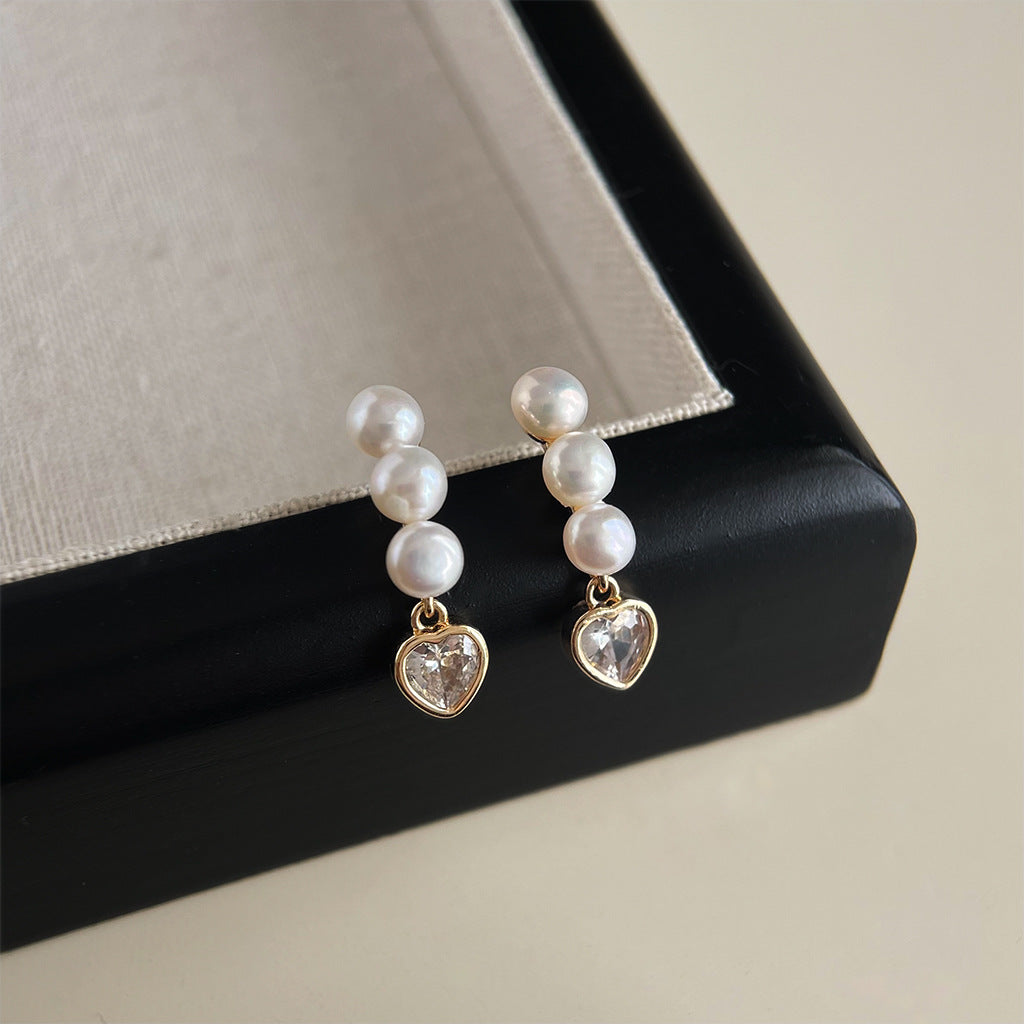 Geometric Ear Personality Simple Natural Pearl Earrings
