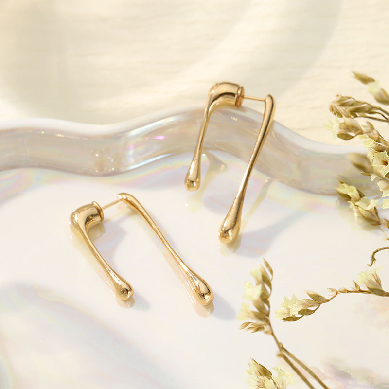 Irregular Line Water Drop Small Jewelry Earrings
