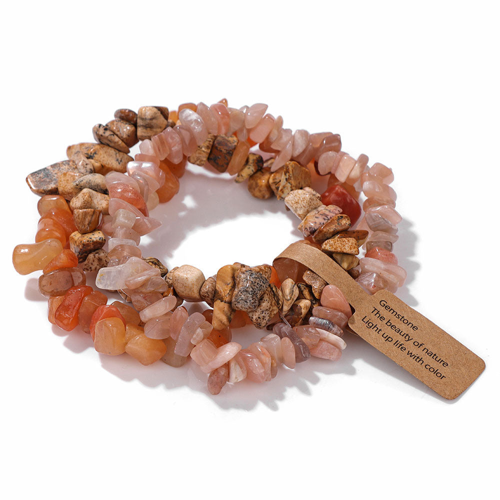 Women's & Men's Gravel Beads Three-piece Kraft Paper Tag Bracelets