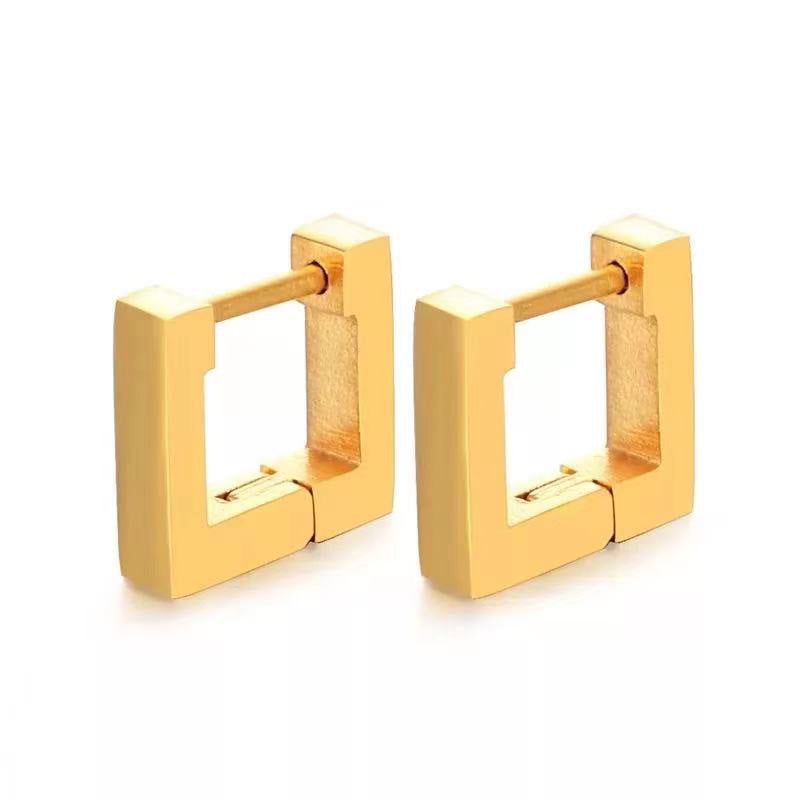 Women's & Men's Square Ear Clip Stainless Steel Ornament Earrings