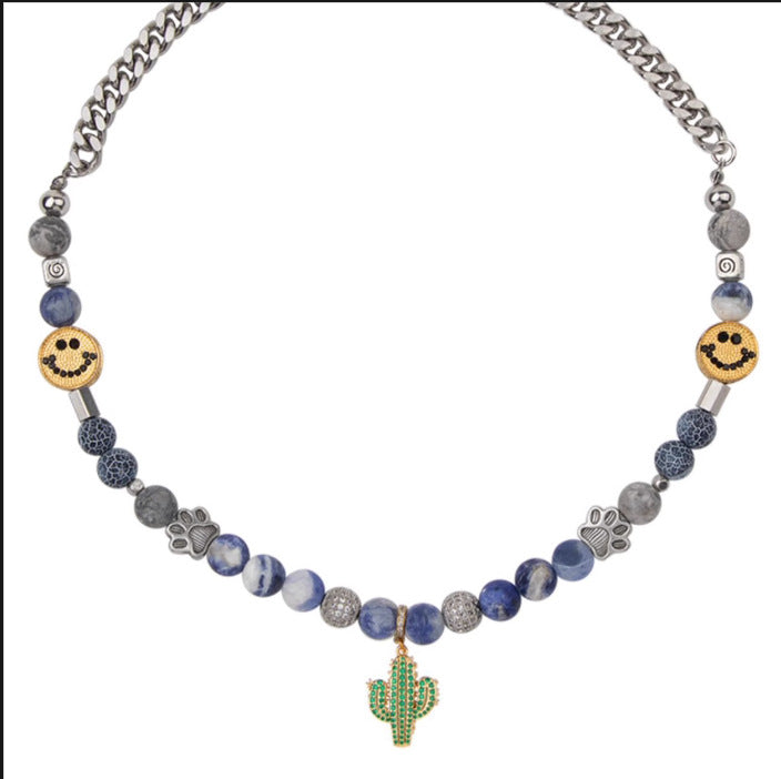 Women's & Men's Design Smiley Face Turquoise Coconut Cactus Fashion Necklaces