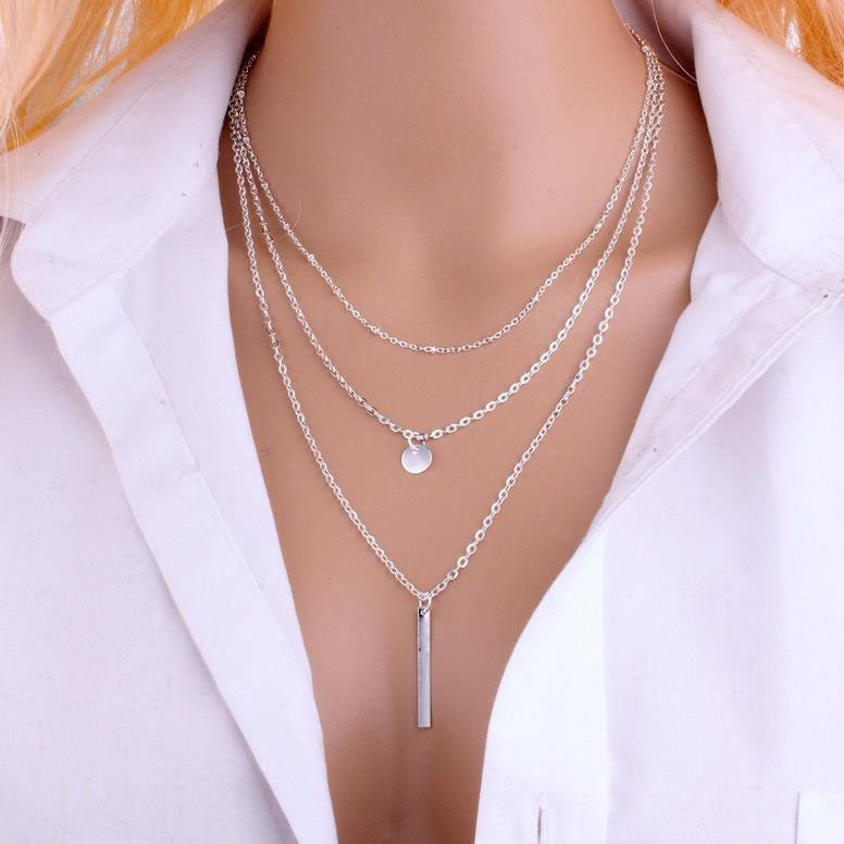 Ornament Copper Beads Chain Sequins Metal Necklaces
