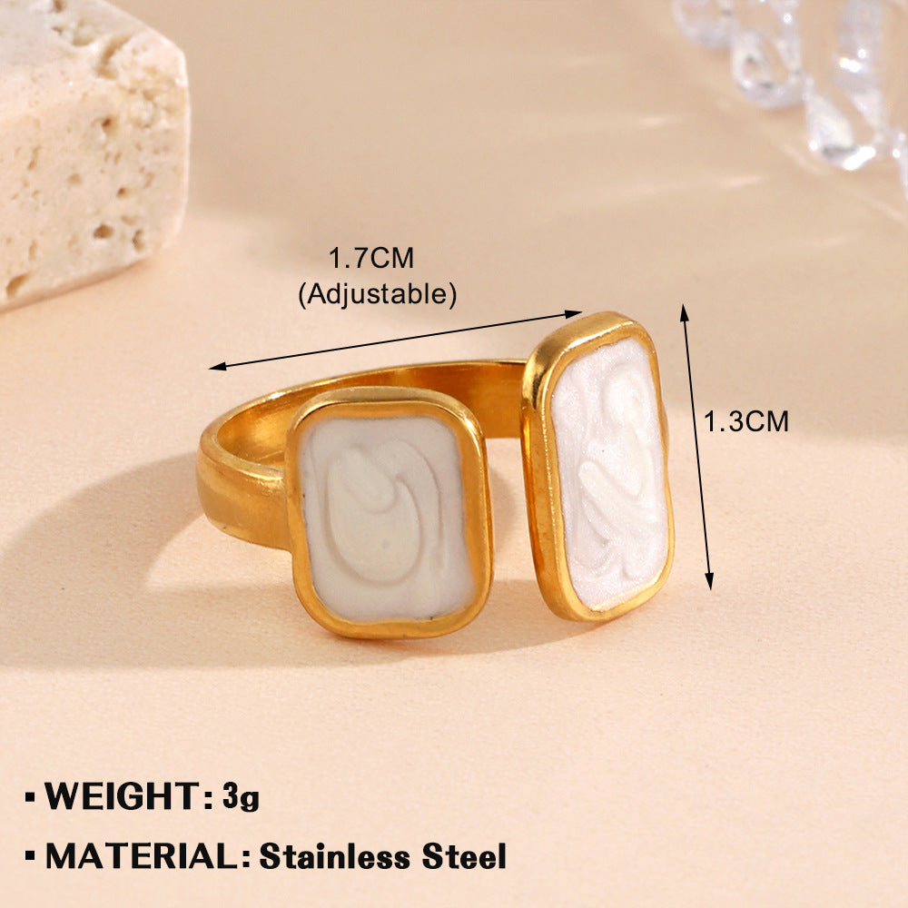 Women's Stainless Steel Diamond Open Niche Design Rings