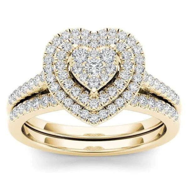Love Popular Fashion Two-piece Set Diamond Rings