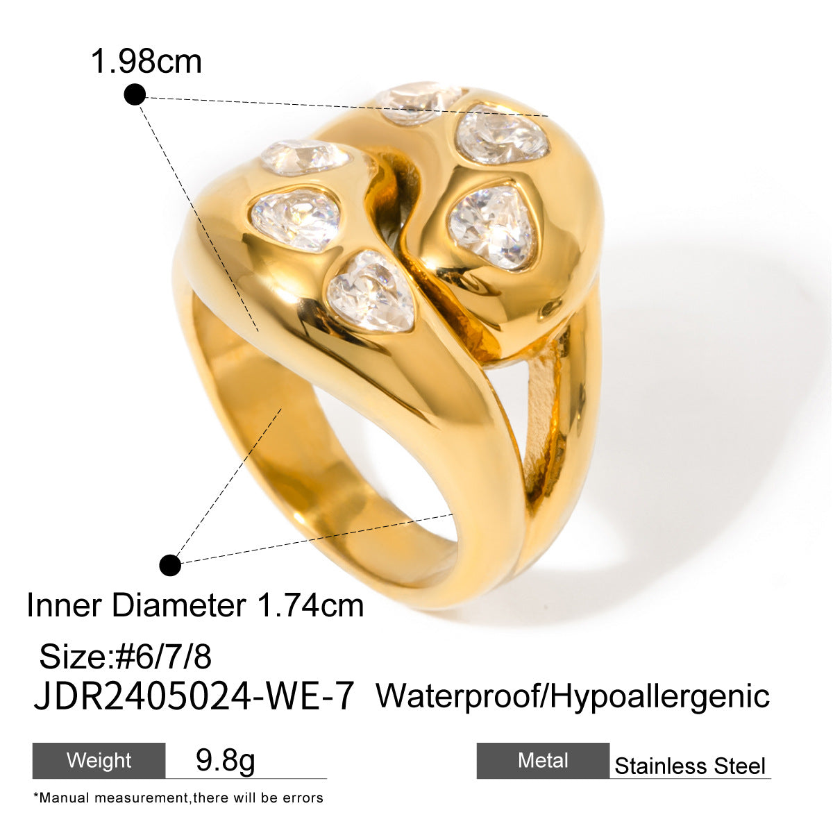 Stainless Steel Glossy Interlaced Water Drop Rings