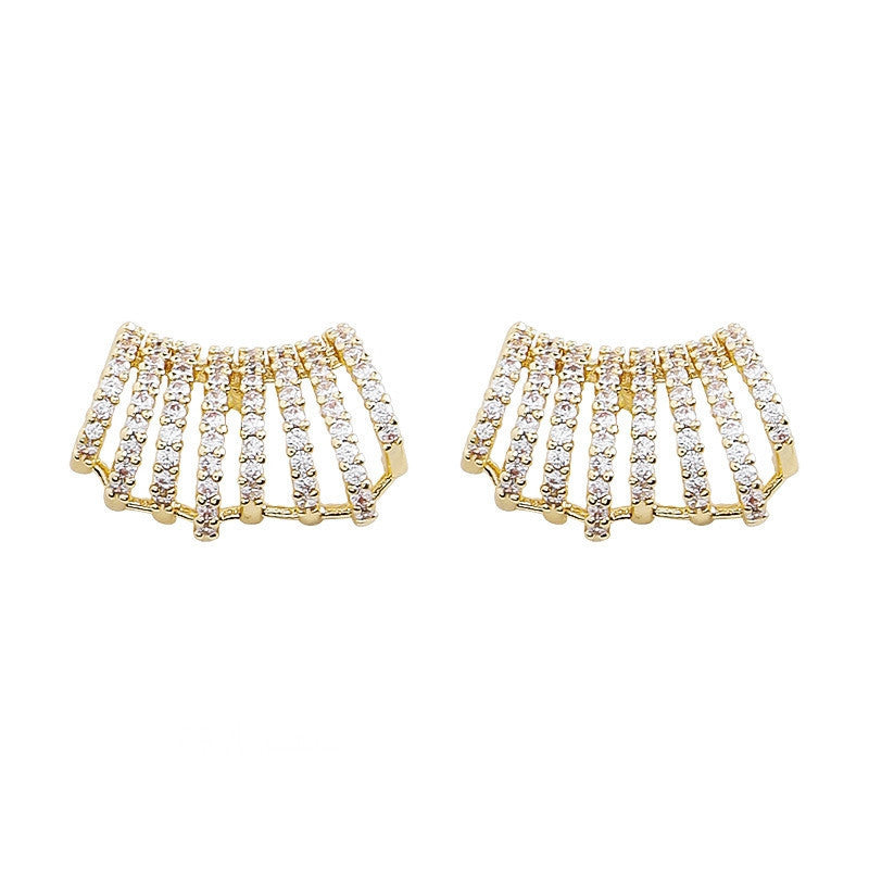 Women's Sier Needle Full Diamond Geometric Trendy Light Luxury Minority Rings