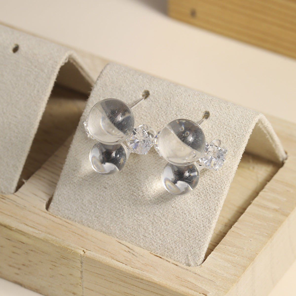 Transparent Bubble Zircon French Super Flash Niche Temperament Stud Earrings