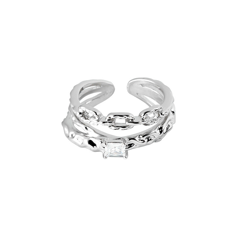 Design High-grade Sweet Cool Personality Cross Chain Open Female Rings