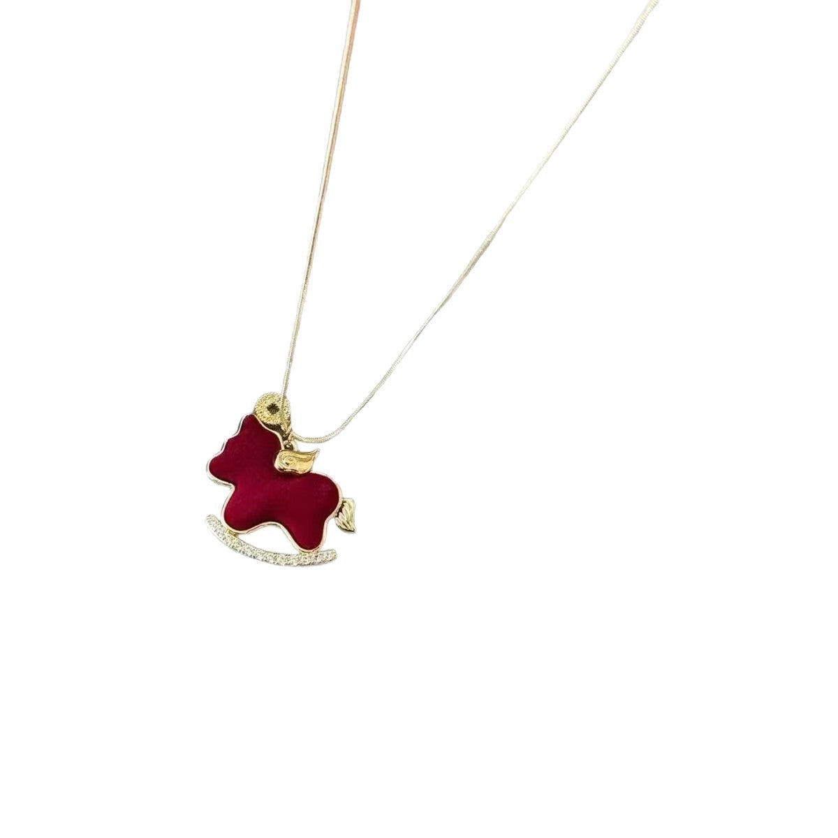 Women's Red Veet Pony High-grade Sweater Chain Necklace