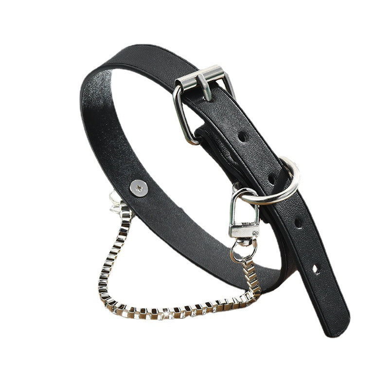 Women's Punk Box Chain Titanium Steel Rock First Layer Collar