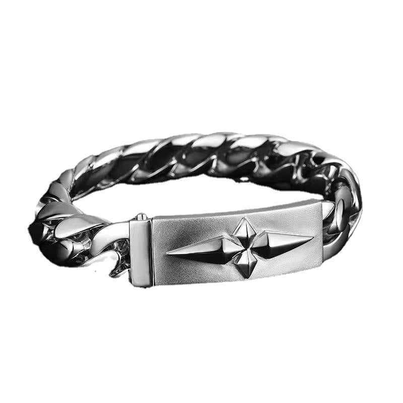 Men's Simple Versatile Personality Domineering Design Thick Solid Bracelet