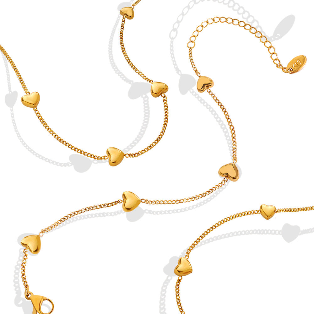 Korean Style Sweet Personalized Peach Heart Female Design Titanium Steel Bracelets