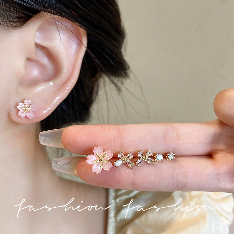 Sier Needle Korean Style Butterfly Fresh Sweet Cute Earrings