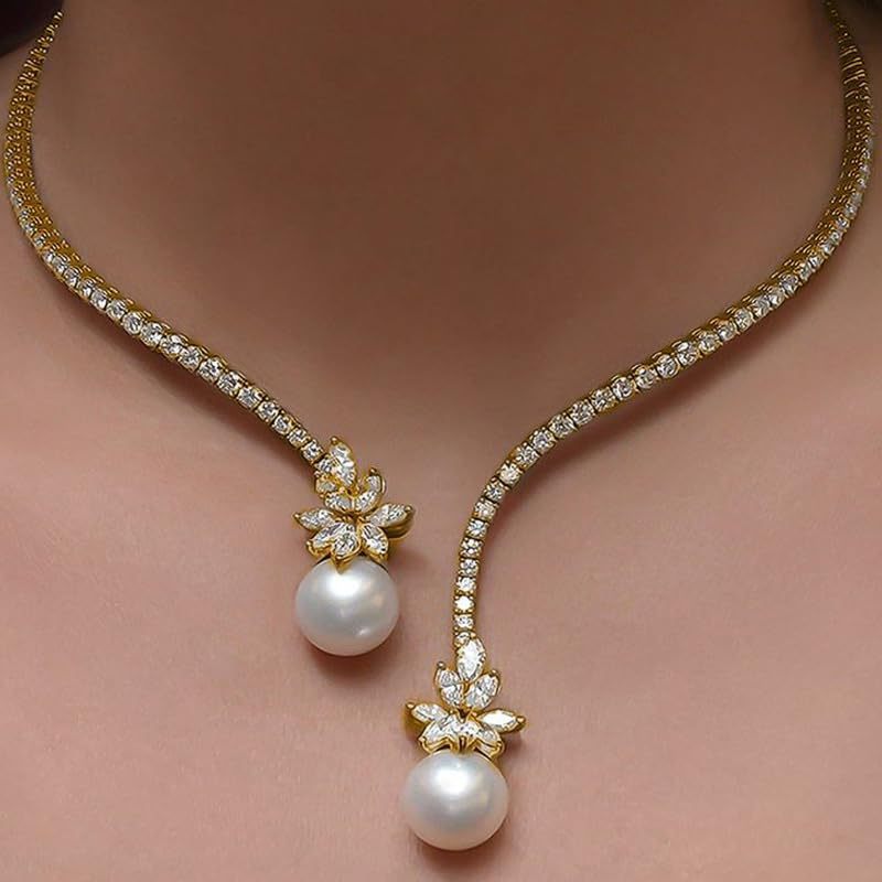 Women's Opening Rhinestone Pearl High-grade Light Luxury Minority Zircon Collar