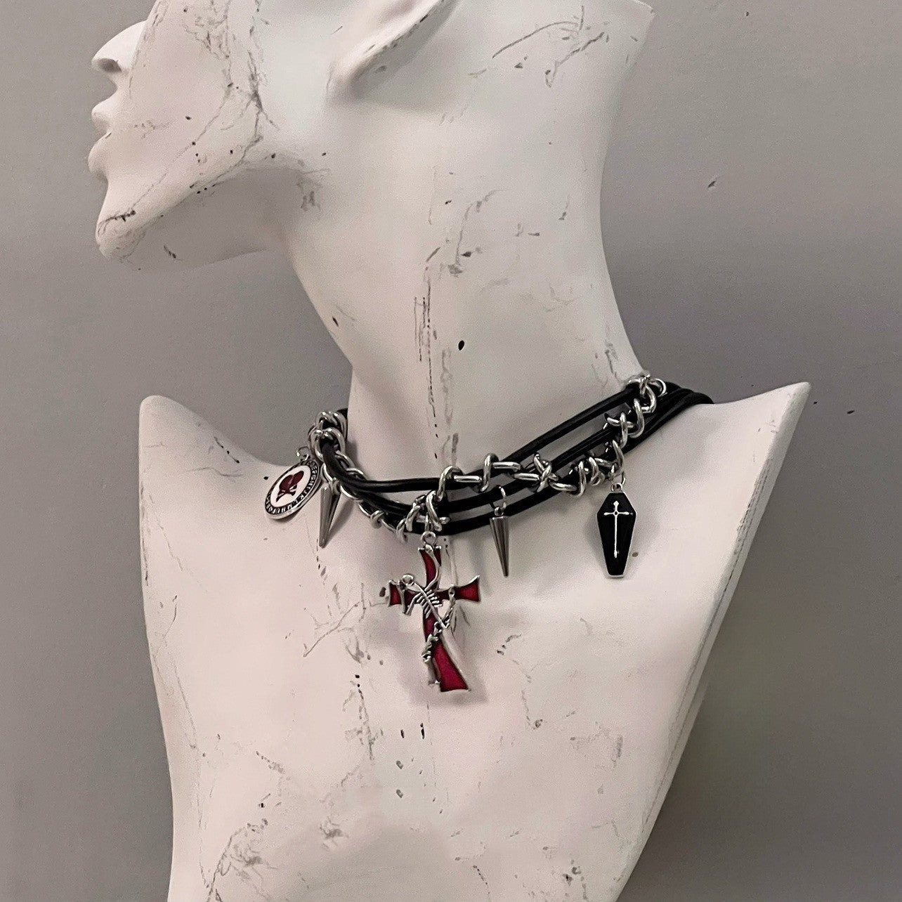 Winding Metal Leather Crook Punk Female Niche Love Clavicle Necklaces
