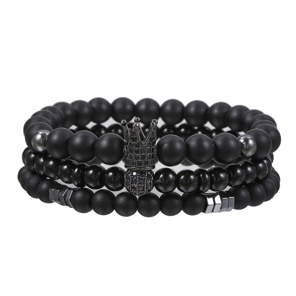 Men's Ornament Haematite Volcanic Rock Wooden Bead Bracelets