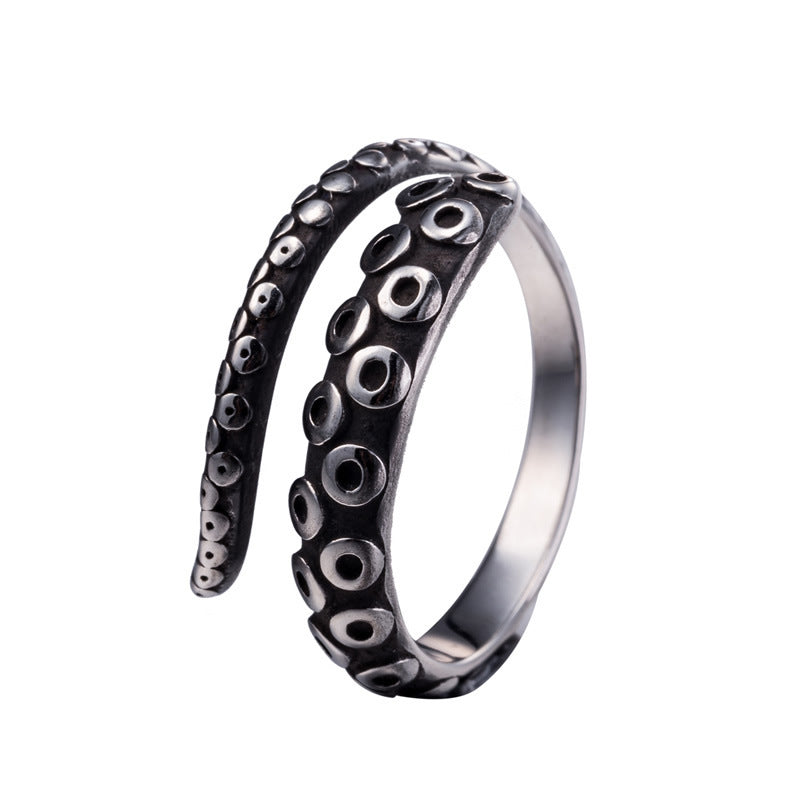 Punk Octopus Stainless Steel Titanium Open-end Rings