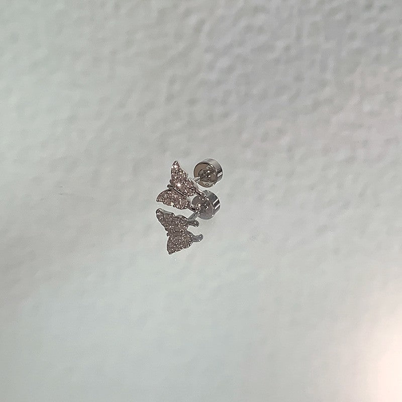 Titanium Steel Niche Super Flash Ear Bone Pin Small Earrings