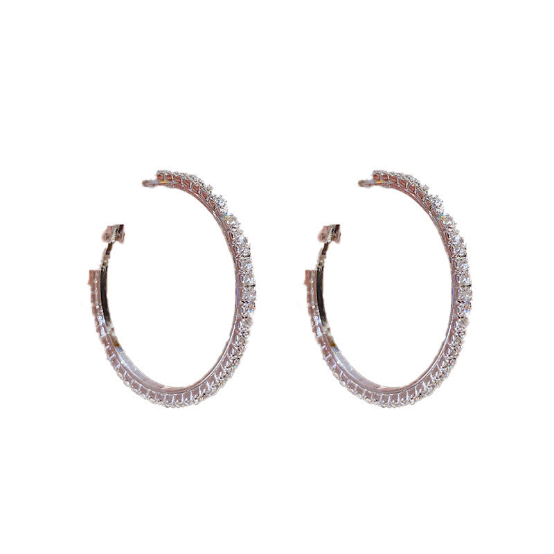 Shining Big Hoop Claw Chain Rhinestone Earrings