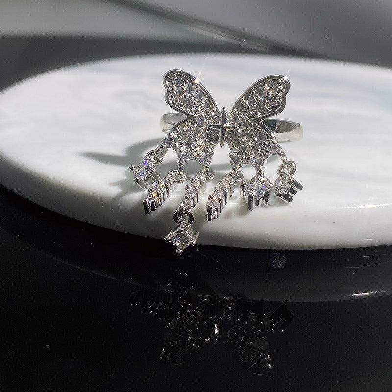 Oil Painting Butterfly Twigs Drop Enamel Color Rings