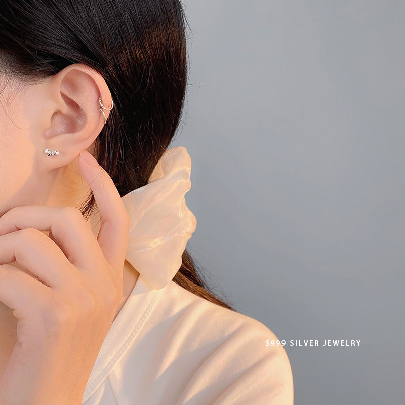 Women's Bao Pure Sier Sweet Bow Cute Earrings