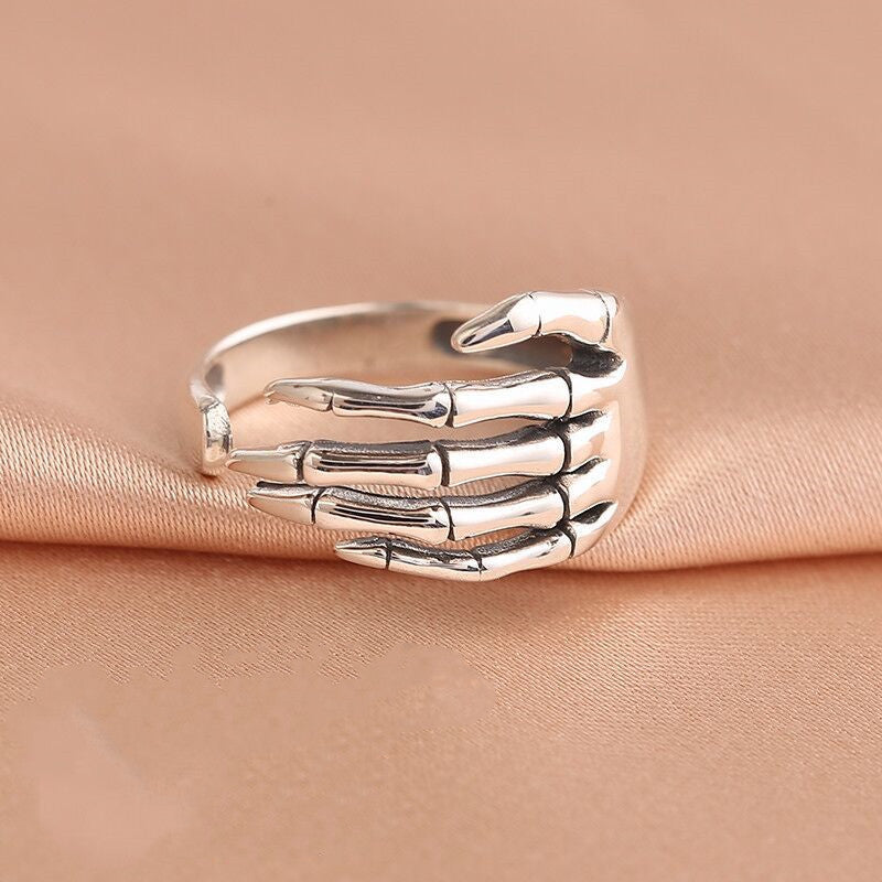 Retro Punk Distressed Snake Flower Personality Rings
