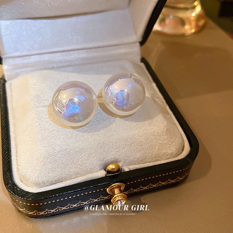 Sier Needle Flower Curved Irregular Pearl Baroque Vintage Earrings