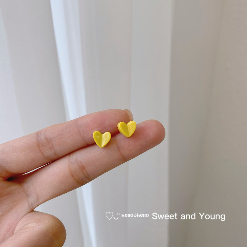 Ceramic Three-dimensional Colored Loving Heart Sweet Cute Earrings