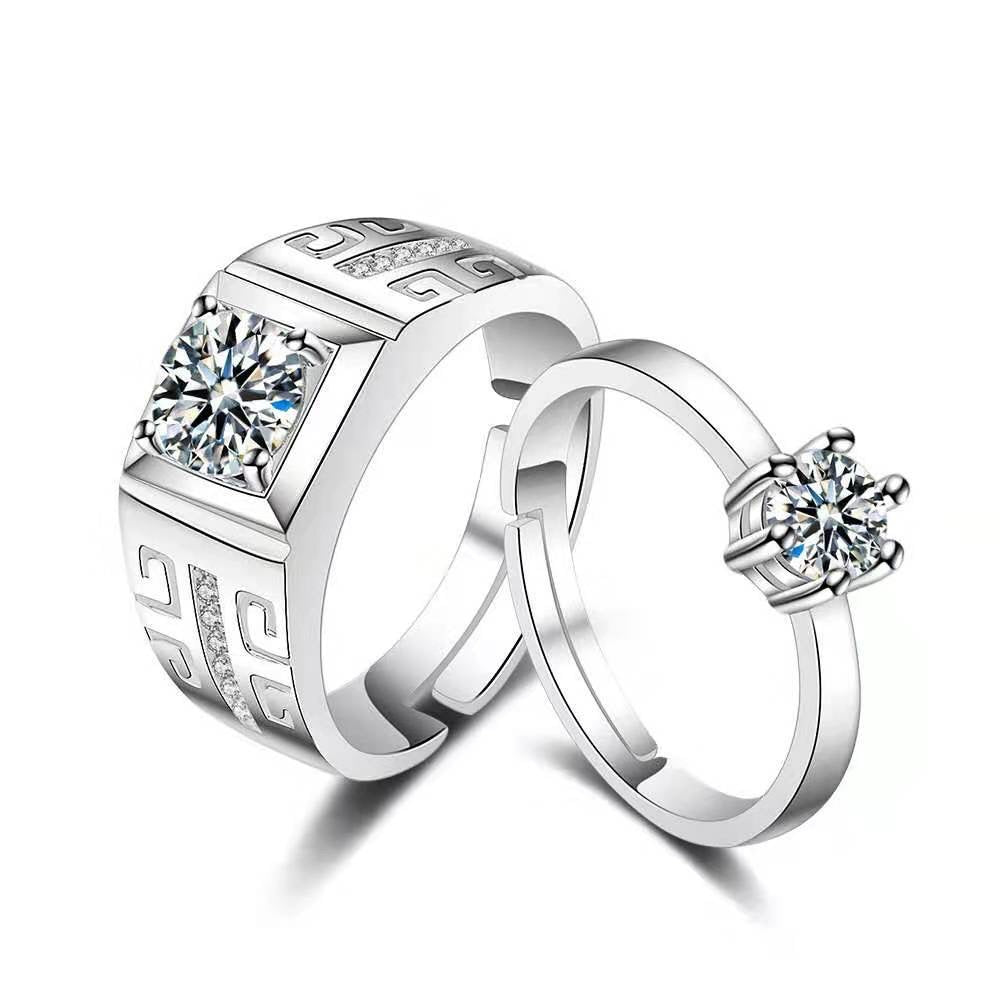 Women's & Men's Couple Pair Of Imitation Diamond Simple Rings