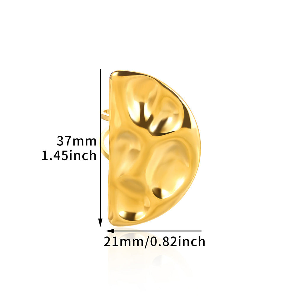 Stainless Steel Lava Pleated Hammer Design Rings