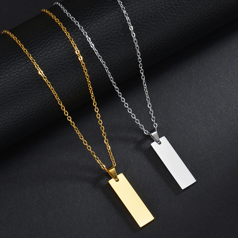 Style Cuban Link Chain Square Couple Necklaces
