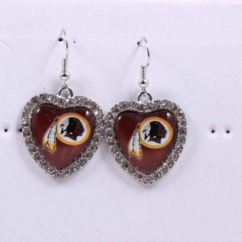 Peach Heart Spot Drill Sports Team Series Earrings