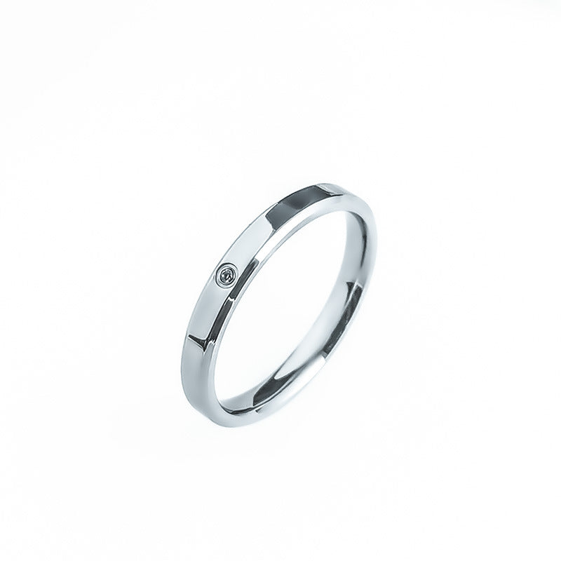 Style Fashionable Simple Diamond Titanium Steel Carved Rings