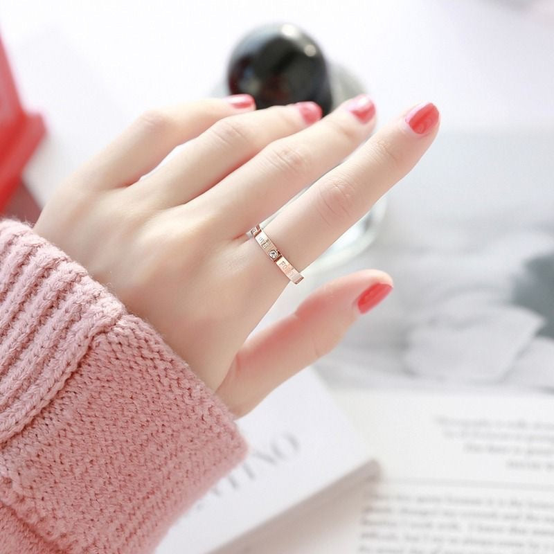 Minimalist Personality Social Couple Girlfriends Male Titanium Steel Rose Rings