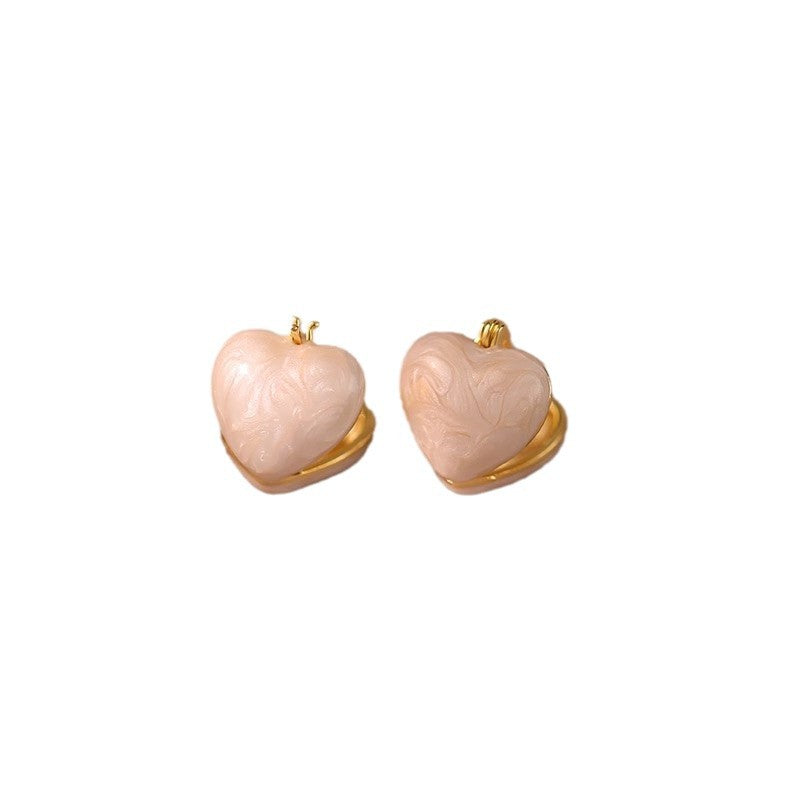 Glazed Love Heart Female Niche Design Earrings