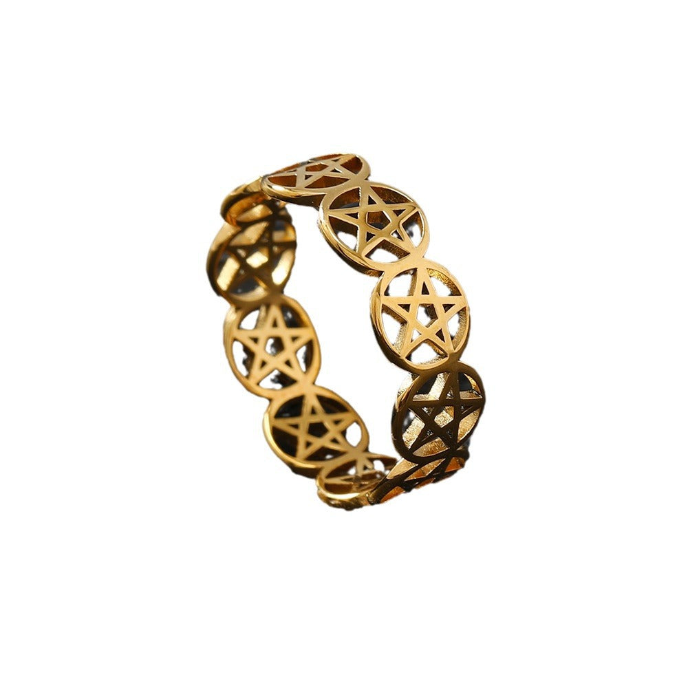 Titanium Steel Simple Personality Cut Hollow Rings