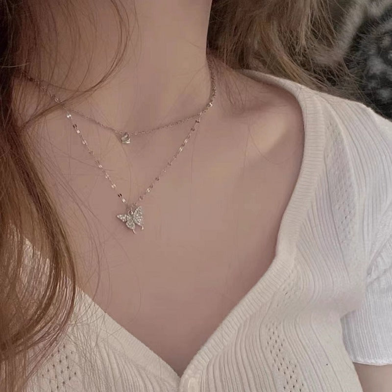 Women's Butterfly For Rhinestone Trendy Cold Clavicle Necklaces