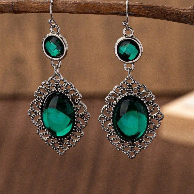 Bohemian Oval Sky Blue Purple Crack Earrings