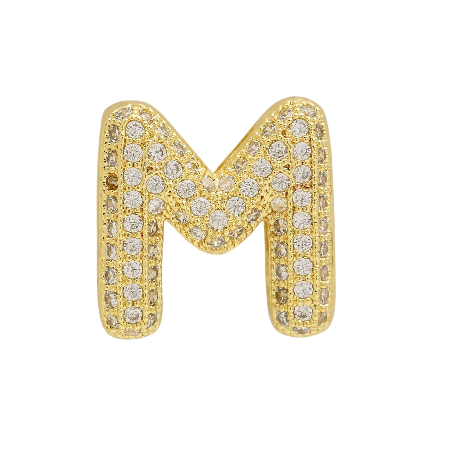 Golden Chubby Balloon Bubble Zircon Letter Bracelets